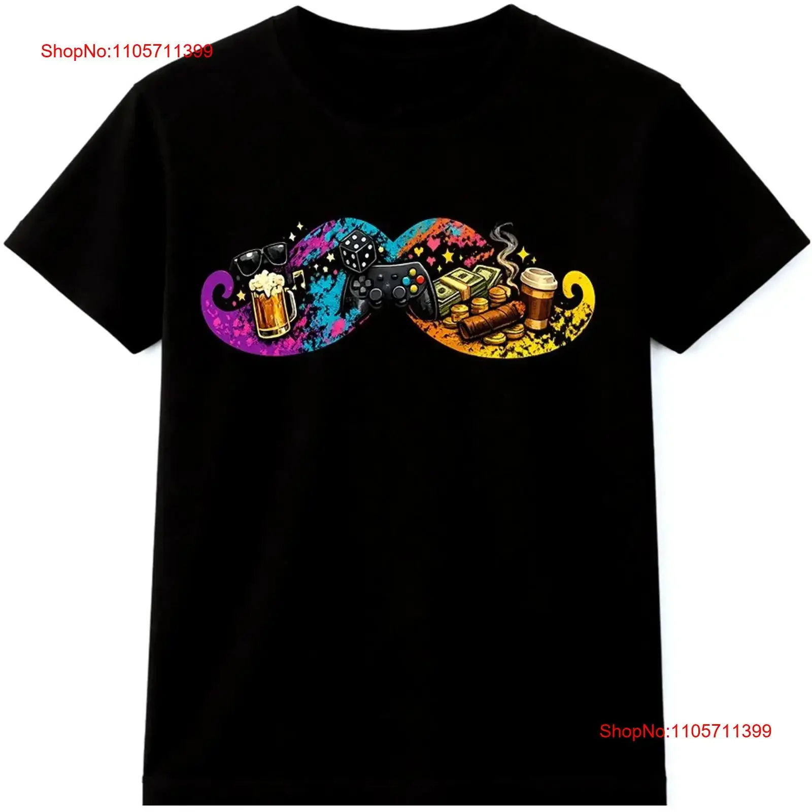 Gamer Coffee T Shirt Funny Gaming Video Game Nerd Mustache Design long or short sleeves vintage Washed graphic Breathable