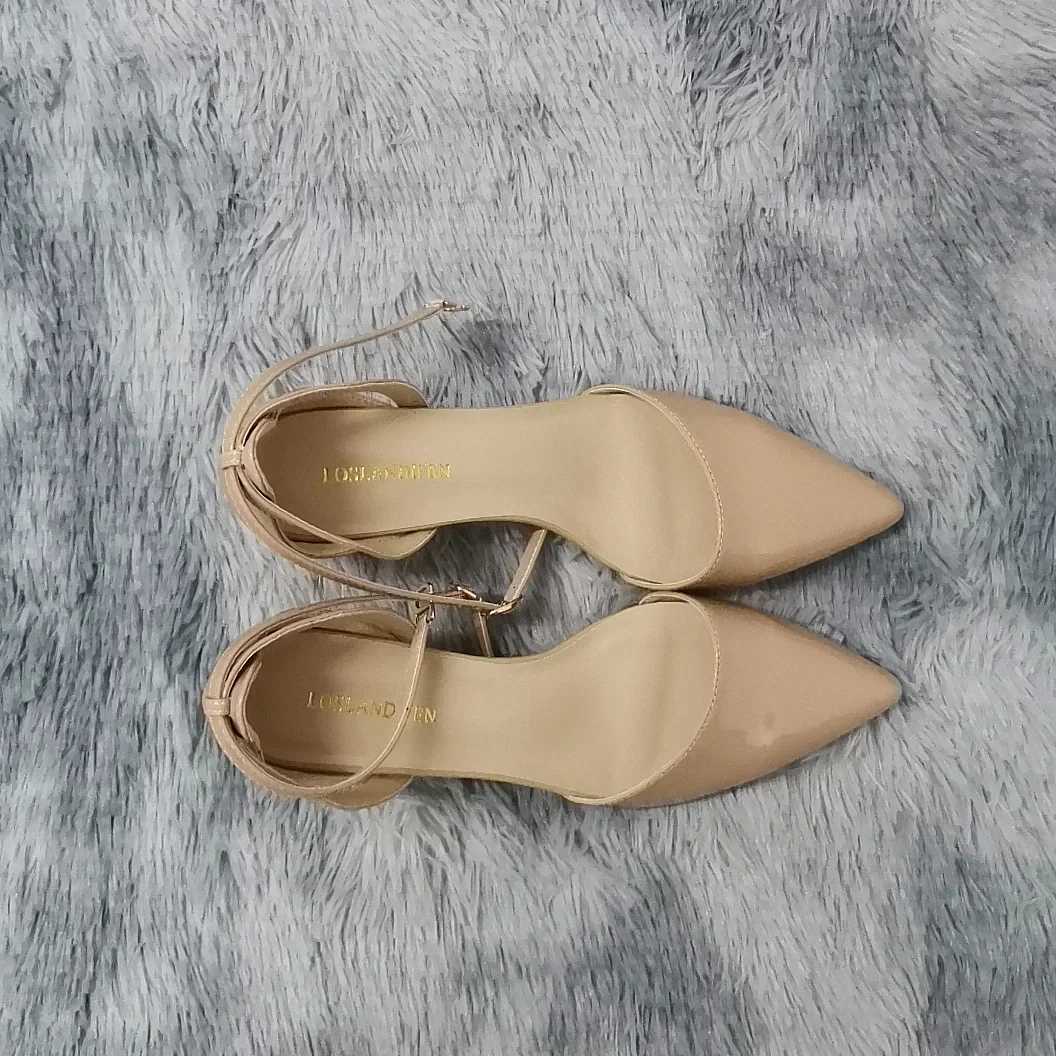 Sandalias de mujer verano Sexy 5cm trabajo único OL tacones altos gruesos punta puntiaguda boca hueca Casual fiesta vestido rojo zapatos de boda