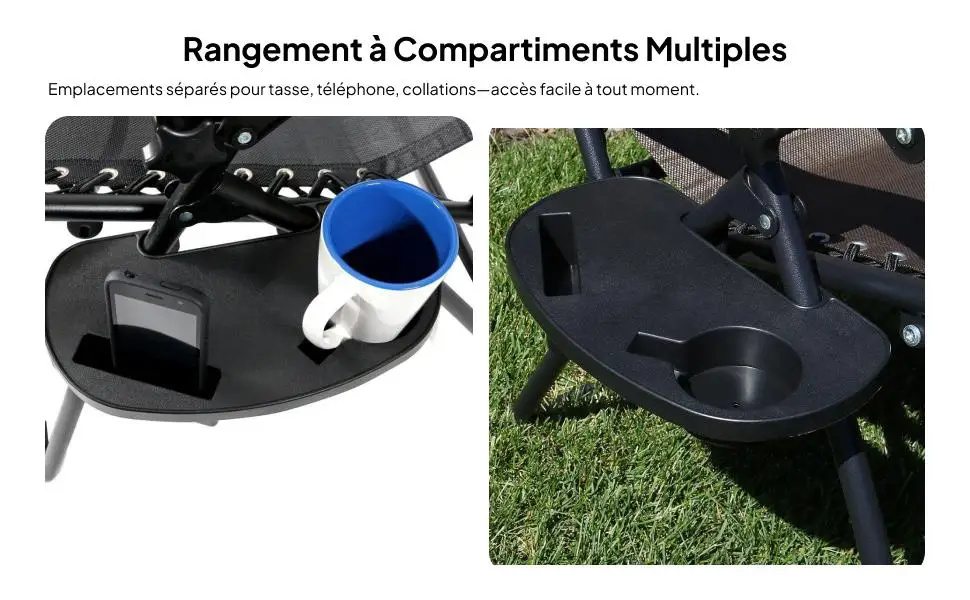 Chair Tray Plastic Accessory Folding Reclining Chair Attachment for Camping Beach Outdoor Leisure