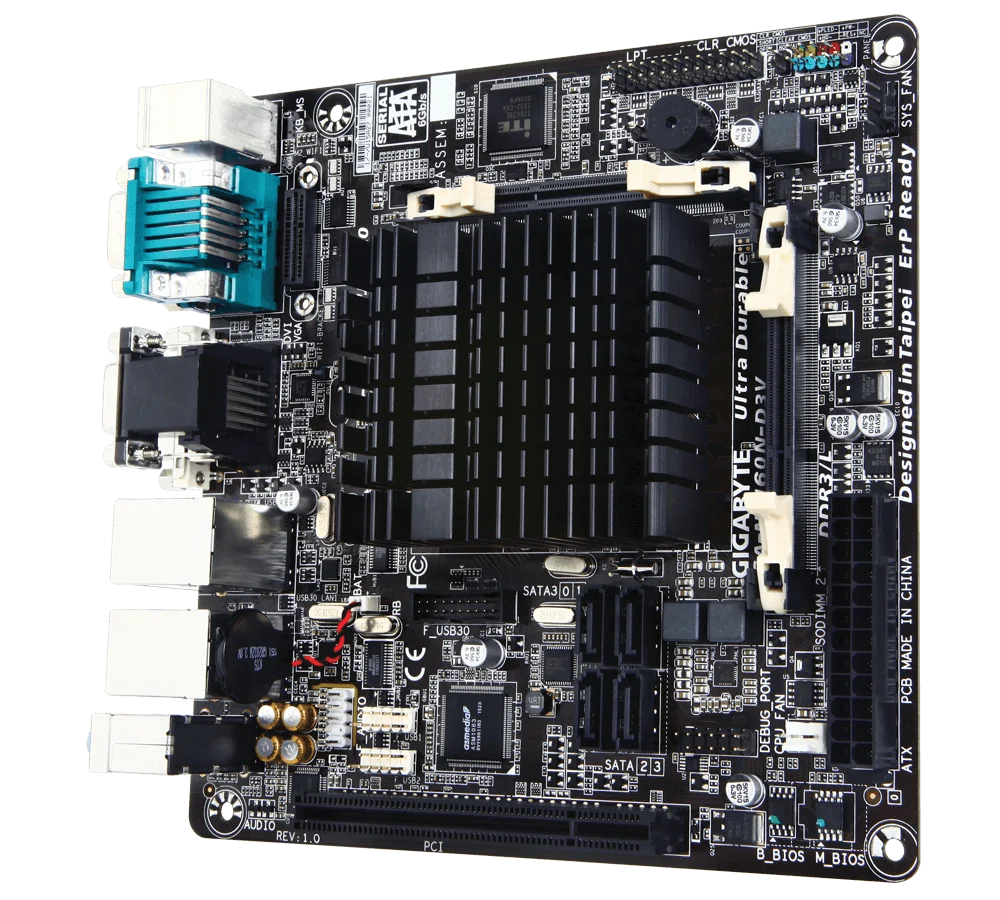 GIGABYTE GA-N3160N-D3V Motherboard Intel Quad®Core Celeron®N3160 USB 3.0/2.0 SATA3.0 CPUBuilt  (1.6GHz)System on Chip(SoC) DDR3