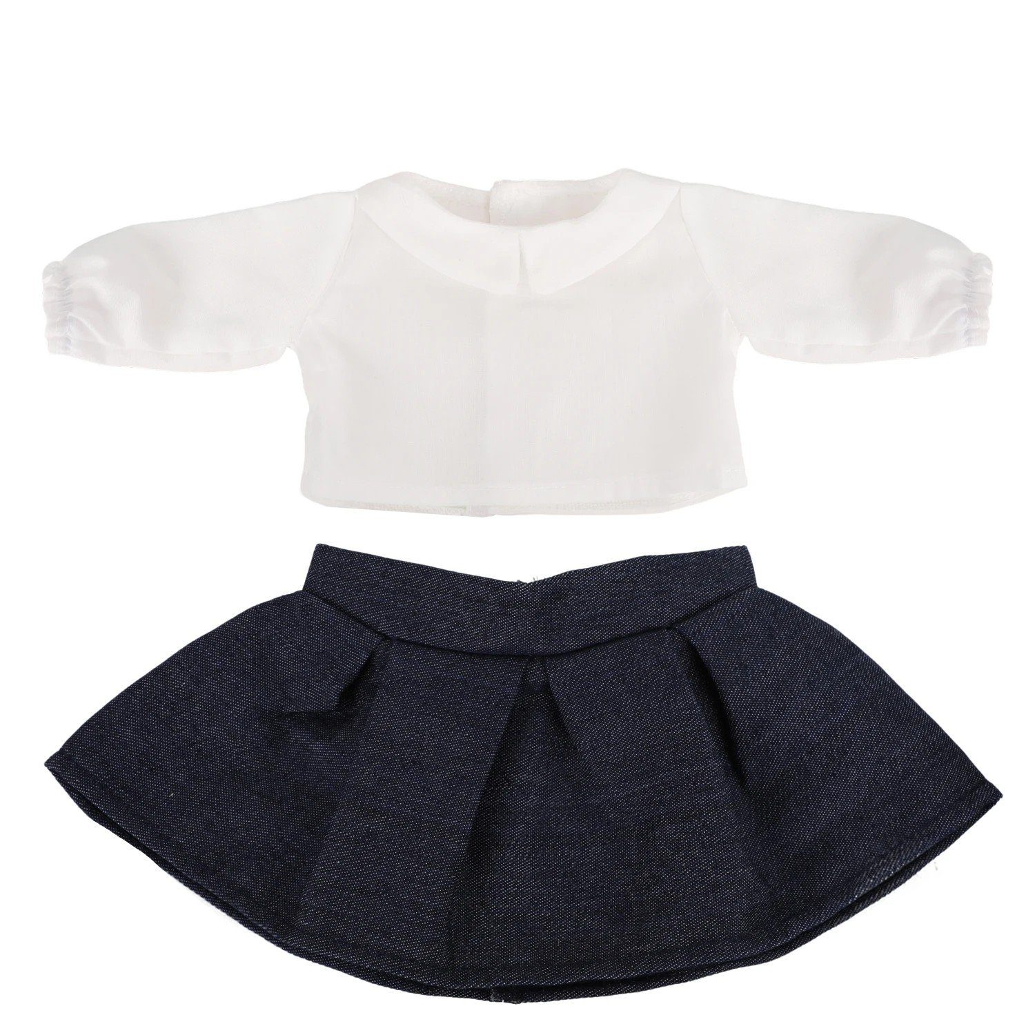 18인치 미국 인형 옷 흰색 셔츠 + 데님 스커트 의류 세트 43cm 아기 신생아 & OG 소녀 인형 액세서리