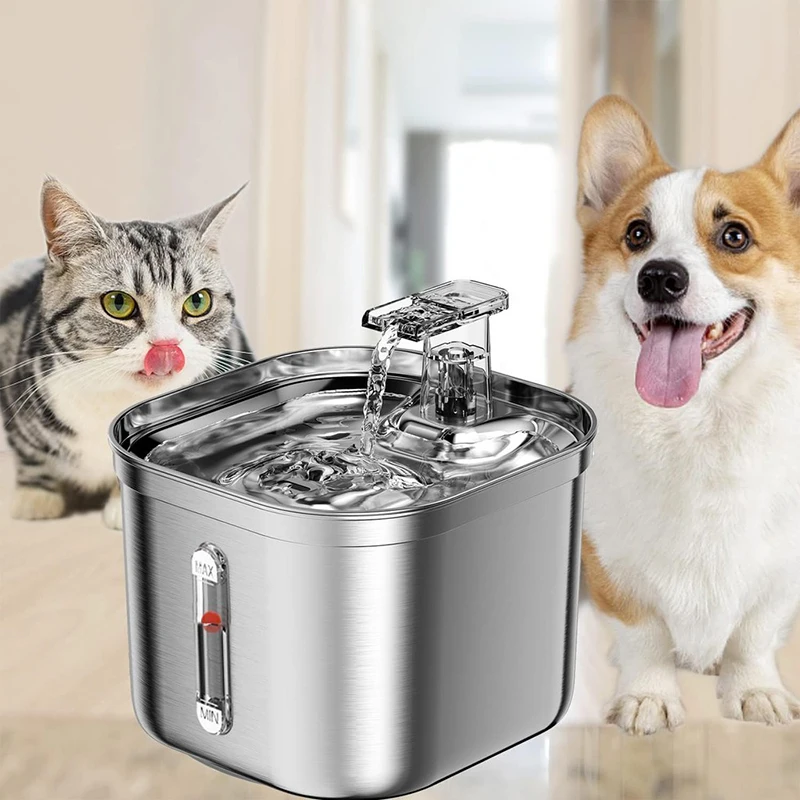 

Stainless Steel Automatic Cat Fountain With Filter Visual Water Level 3 Filters And Quiet Pump For Multiple Pets Water Dispenser