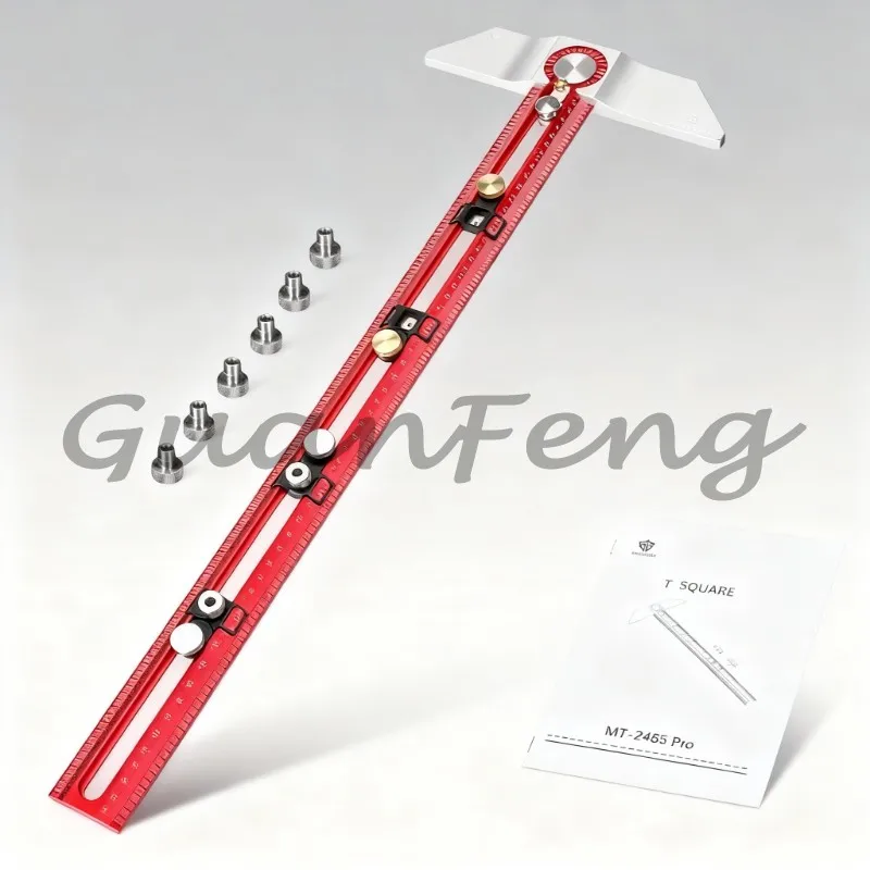 MT‑2465 Pro Woodworking Scriber Hooked T‑Square Ruler Aluminum Alloy Marking Gauge