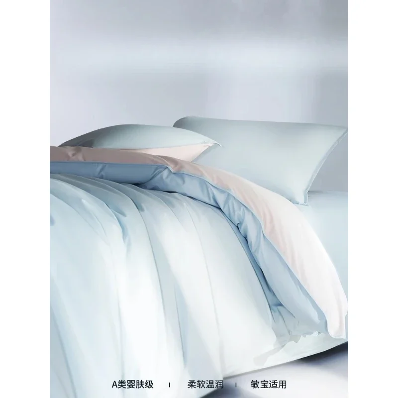 Anti-mite four-piece set of pure cotton brushed bedding autumn and winter quilt cover sheets