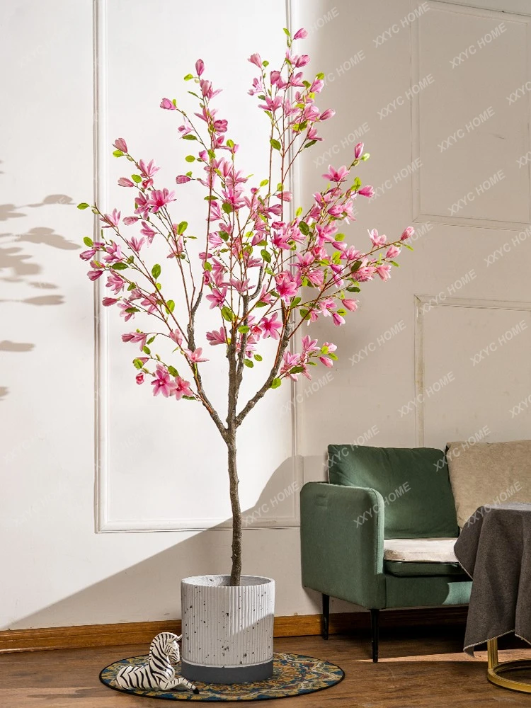 

Imitative Tree Magnolia Kapok Floriculture and Fake Flower Green Plant Fake Trees Floor Bonsai Living Room Showcase Landscaping