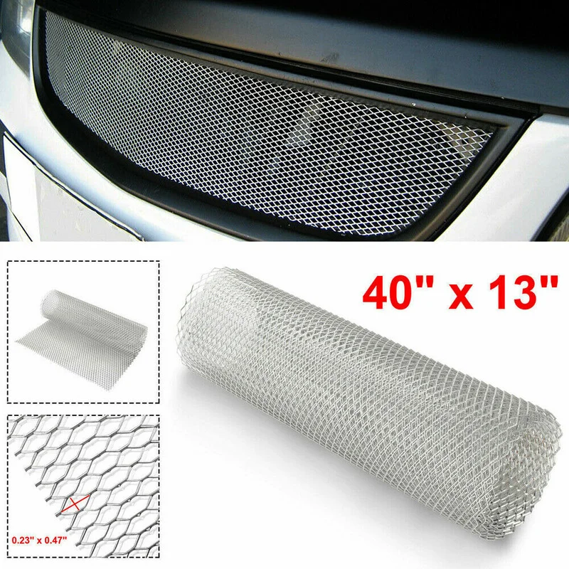 

Aluminum Car Tuning Vehicle Body Grille Net Mesh Grill Section Universal Silver 40" X 13" Exterior Parts Decoration Accessories