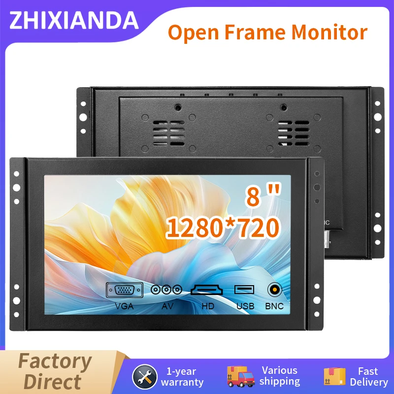 

Малый размер, 8-дюймовый широкоэкранный монитор с открытой рамкой 1280*720 емкостный сенсорный экран ЖК-дисплей промышленного класса с HDMI VGA