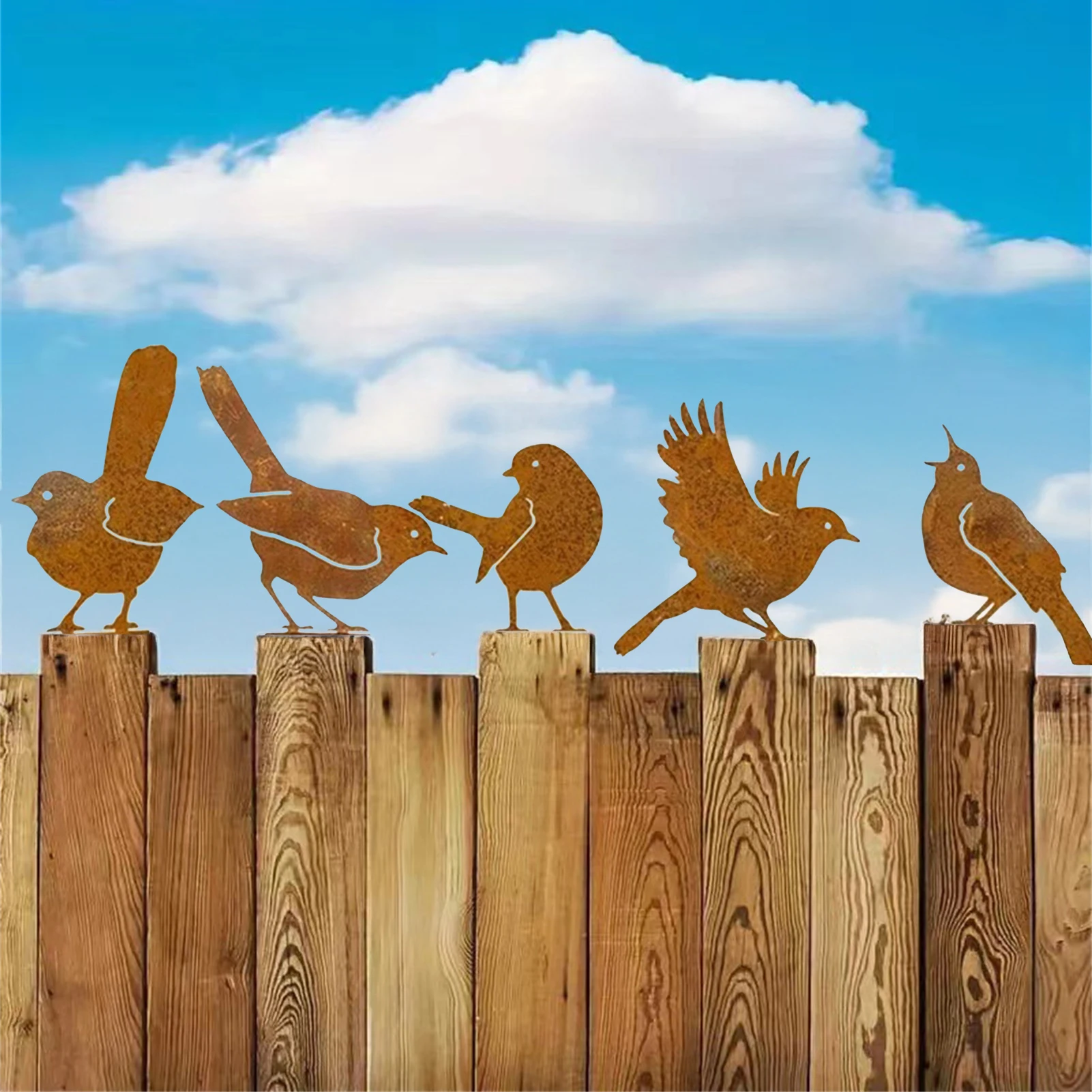 

5Pcs Rusty Metal Birds Garden Decor Outdoor Decor Garden Bird Silhouette Practical Gifts for Families Friends