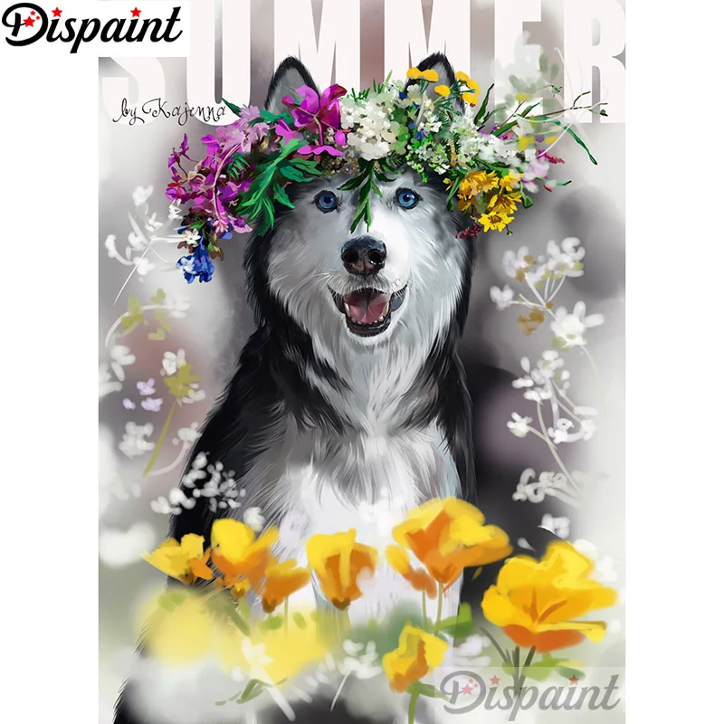 

Dispaint Full Square/Round Drill 5D DIY Diamond Painting "Animal dog flower" 3D Embroidery Cross Stitch Home Decor Gift A12250