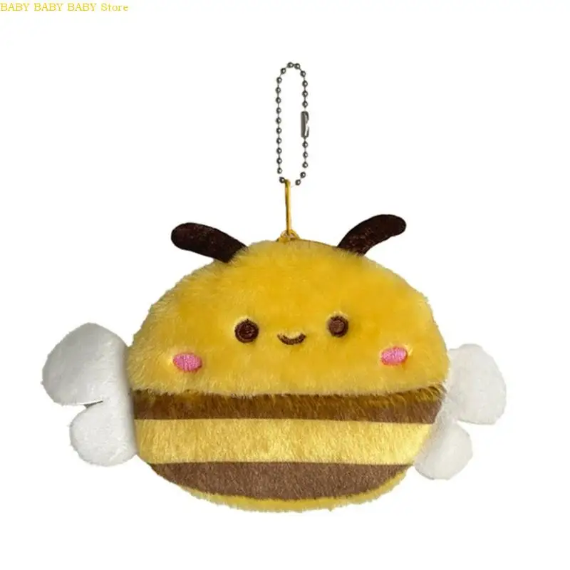 

Q81A Headphone Storage Bag for Girls Plush Change Purse Bag Charm Pendant Cartoon Animal Storage Box Lovely Bees Coin Purse