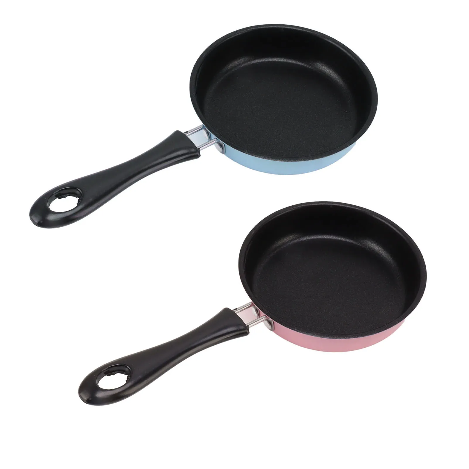 Egg Pan Stainless Steel Prevent Stick Mini Fry Pan Electroplated Round Heat Insulation Long Handle Kitchenware Kitchen Supplies