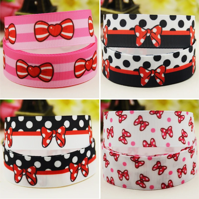 22mm 25mm 38mm 75mm bowknot Cartoon printed Grosgrain Ribbon party decoration 10 Yards