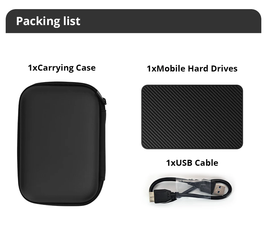 External Hard Drive 2.5 Portable Hard Drive HDD 250GB 320GB 500GB 1TB USB3.0 for Desktop PC Laptops Gaming Consoles TV PS5 Xbox