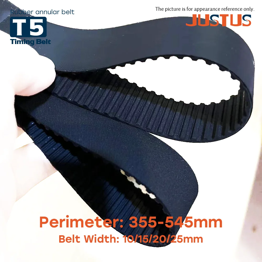 T5 Rubber Closed Loop Timing Belt Width 10-25mm Perimeter 355mm 360mm 365mm 370mm 375mm-545mm Pitch 5mm T5 Synchronous Belt