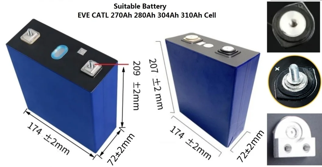 XR14 48V 280AH LiFePO4 Batteriebox 16S 51,2V DIY-Kit mit 7-Zoll-LCD JK BM Kompatibel 280Ah 304Ah MB314Ah 320Ah – Detail 5