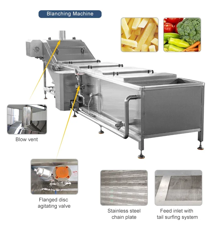 Automatic Vegetable Fruit Processing line fruit vegetable washing cutting blanching machine