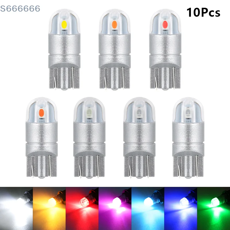 

10pcs T10 2SMD 3030 W5W 194 168 LED Reading License Plate Light Side Lamp DRL Amber Universal Car Lighting Accessories