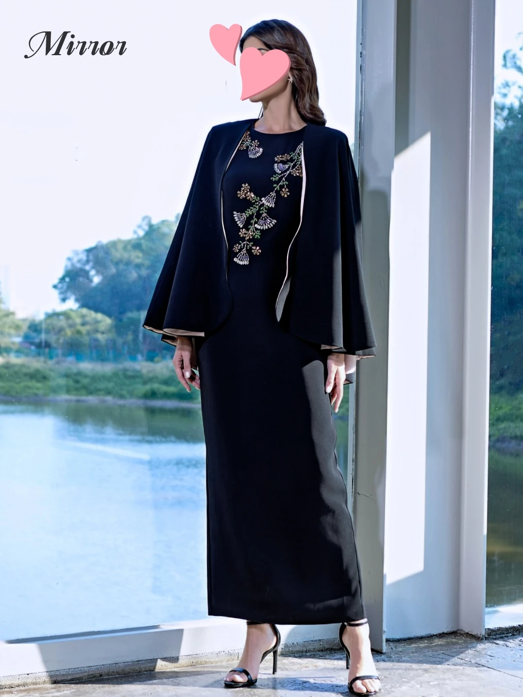 

Mirror Dress Elegant Vintage Sweet Navy Blue Crystal Beads Cape New Customize Formal Occasion Prom Dress Evening Party Gowns