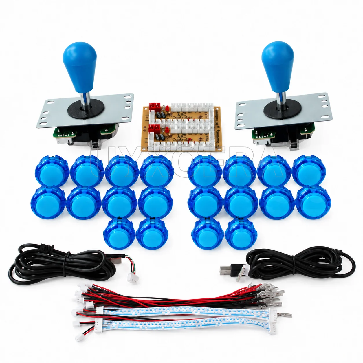 2 Player Arcade Controller DIY Kit Clear Push Buttons 5-Pin Joysticks USB Encoder for PC Raspberry Pi MAME