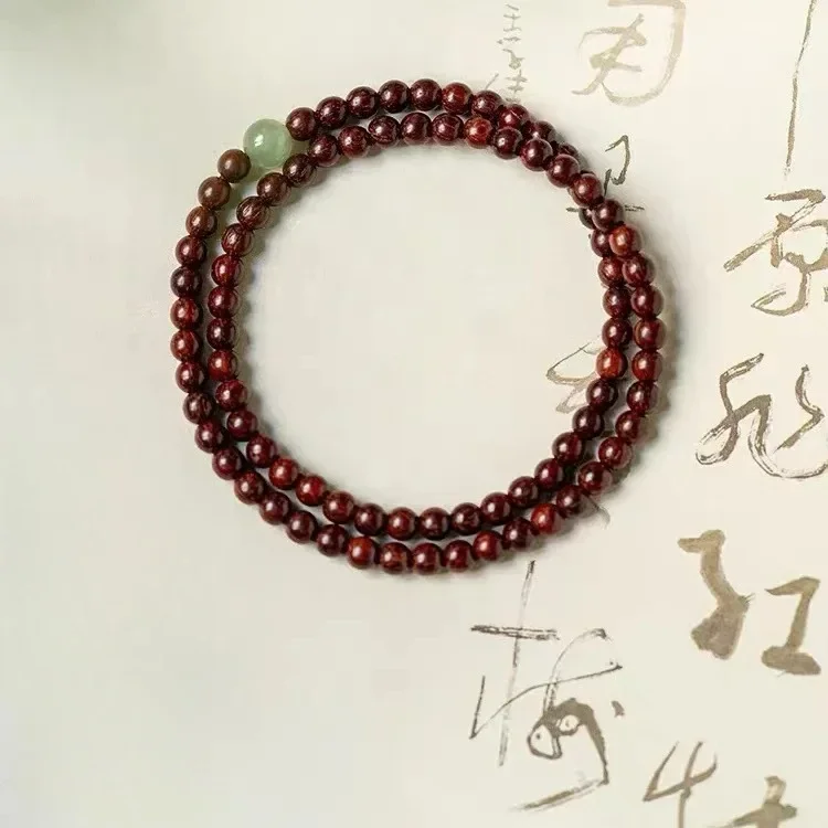 Small leaf rosewood bracelet retro light national style Buddhist bead bracelet literary style bracelet