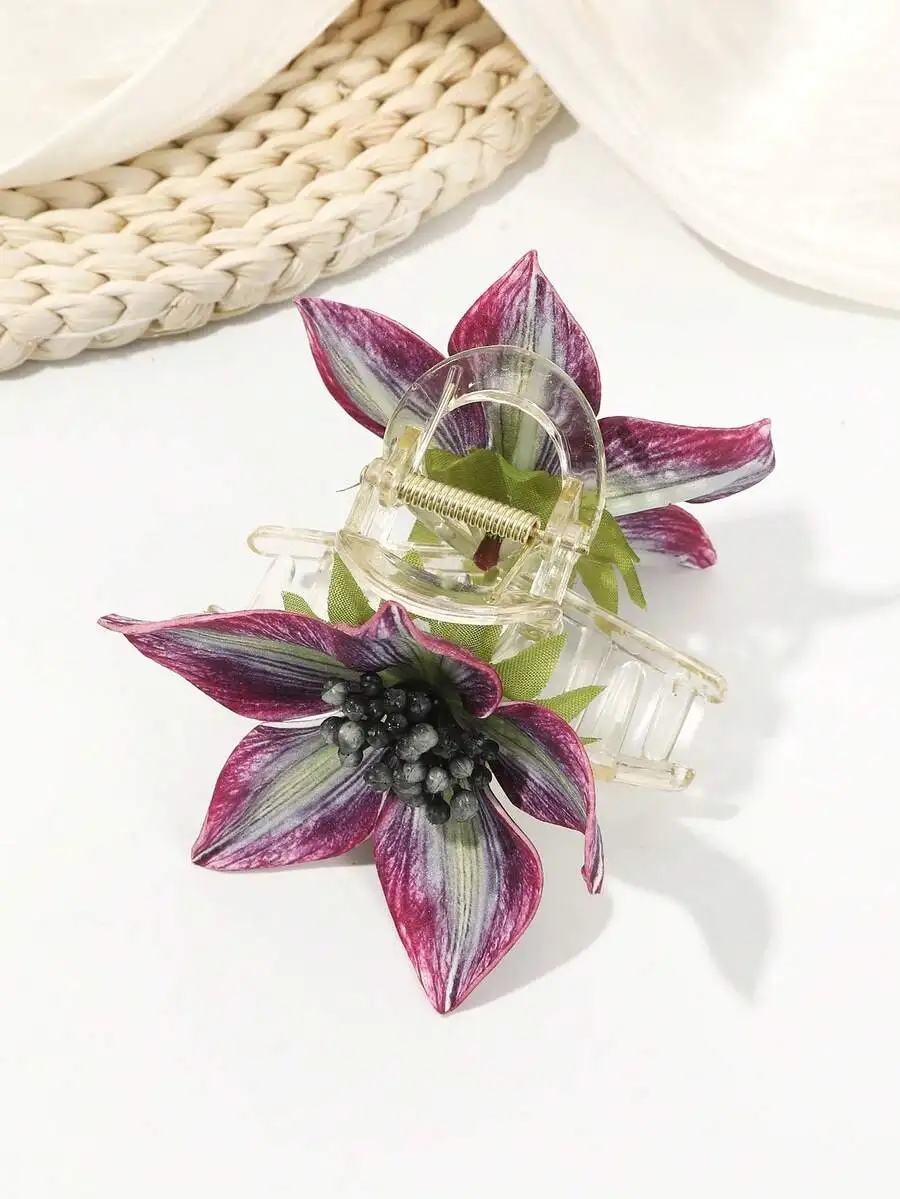 

Bohemian Floral Hair Claw Clip For Women Summer Beach Vacation Accessory