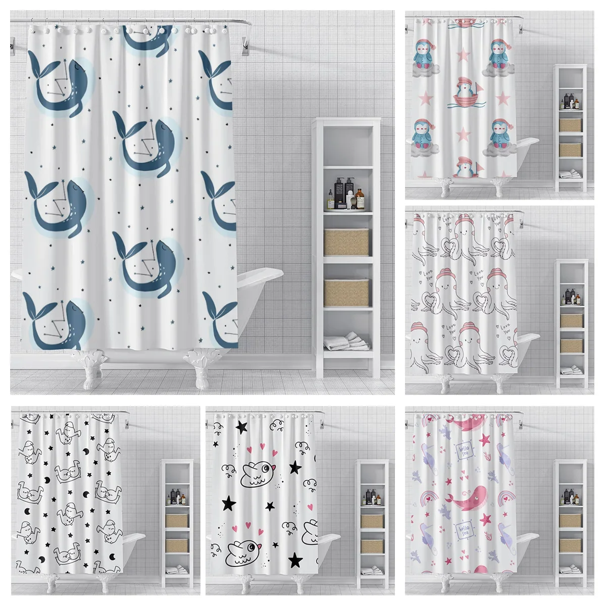 Home decoration shower curtains for bathroom waterproof curtain fabric Modern Nordic style Living Roomcute animal cartoon dogs
