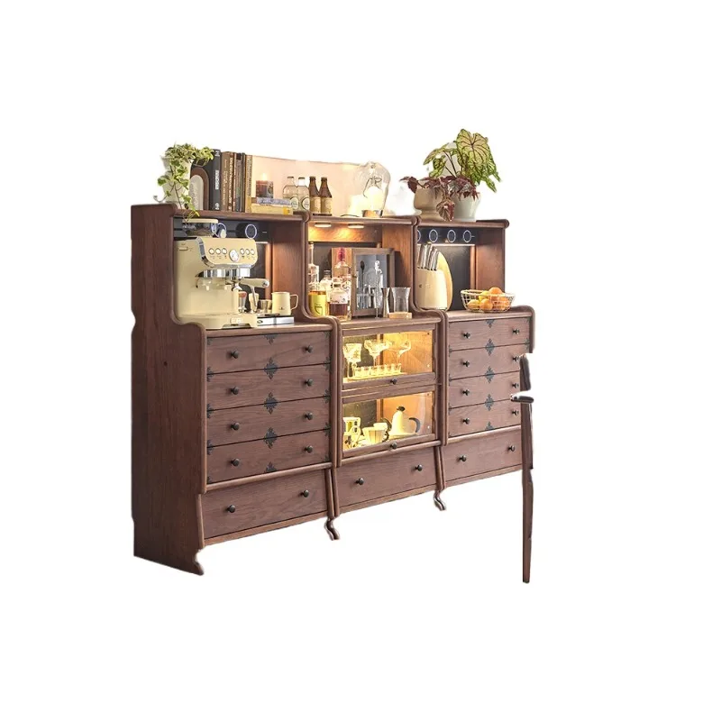 

French retro dining side against the wall integrated storage medieval combined cabinet including electric track