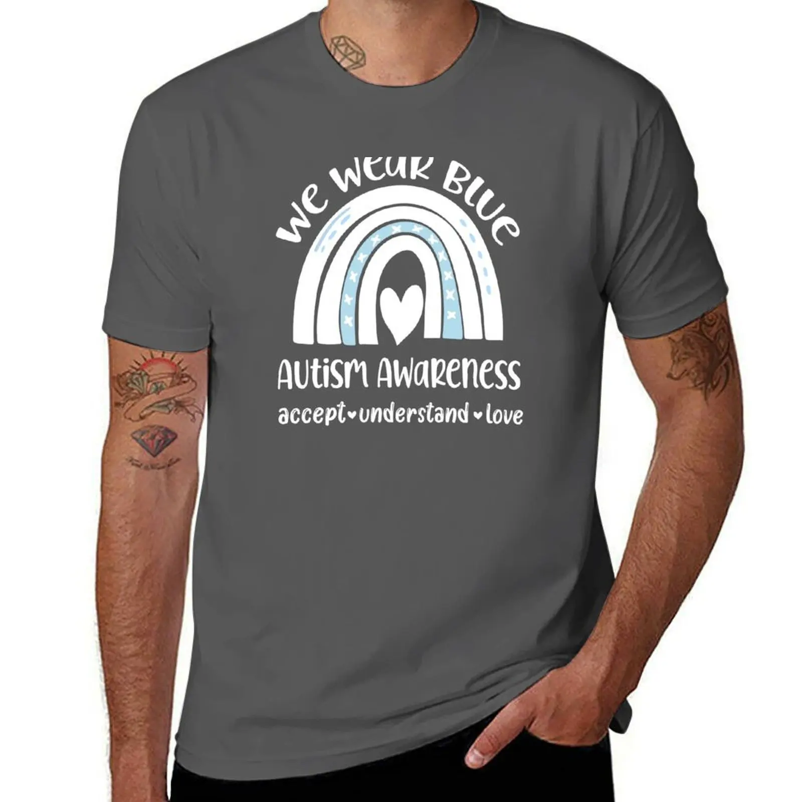 We Wear Blue For Autism Awareness T-Shirt Basic Regular Fit Casual T-Shirt