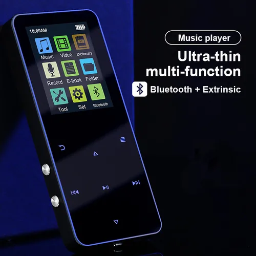 Imagen 2 del producto Reproductor de música MP3 MP4 táctil de Metal de 2,0 pulgadas, Bluetooth 5,0, compatible con tarjeta, con despertador FM, podómetro, libro electrónico, altavoz incorporado