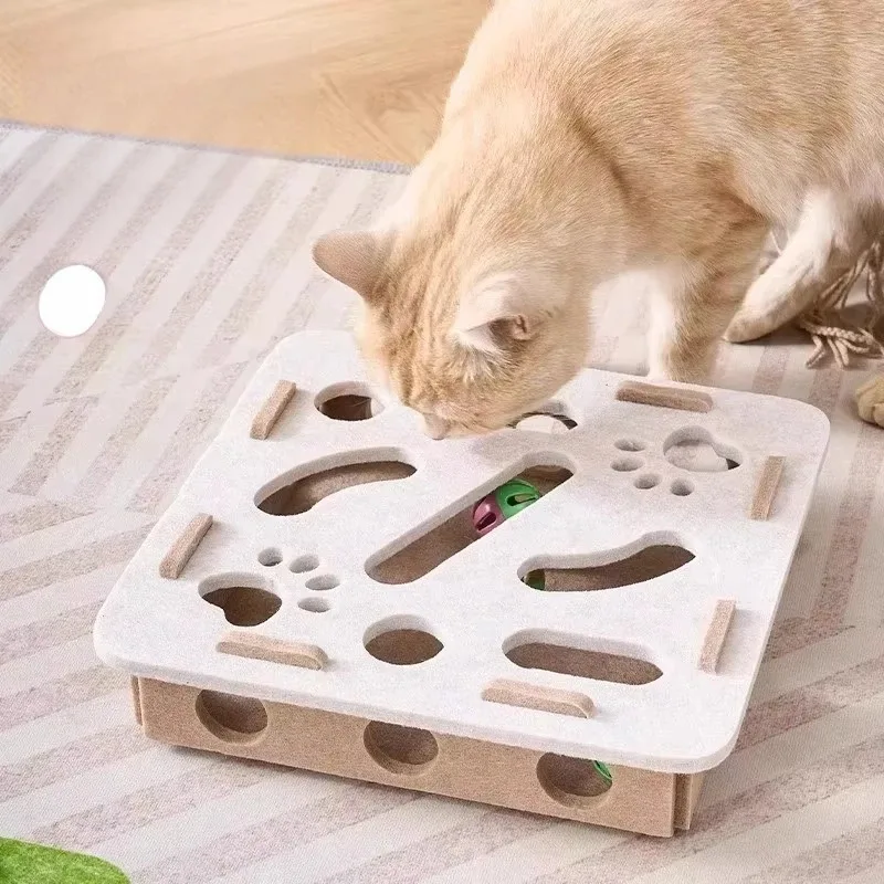 Little Cat Toy A Fun and Soothing Tool Puzzle Maze Hole Digging Felt Box Cat Teasing Bell Ball