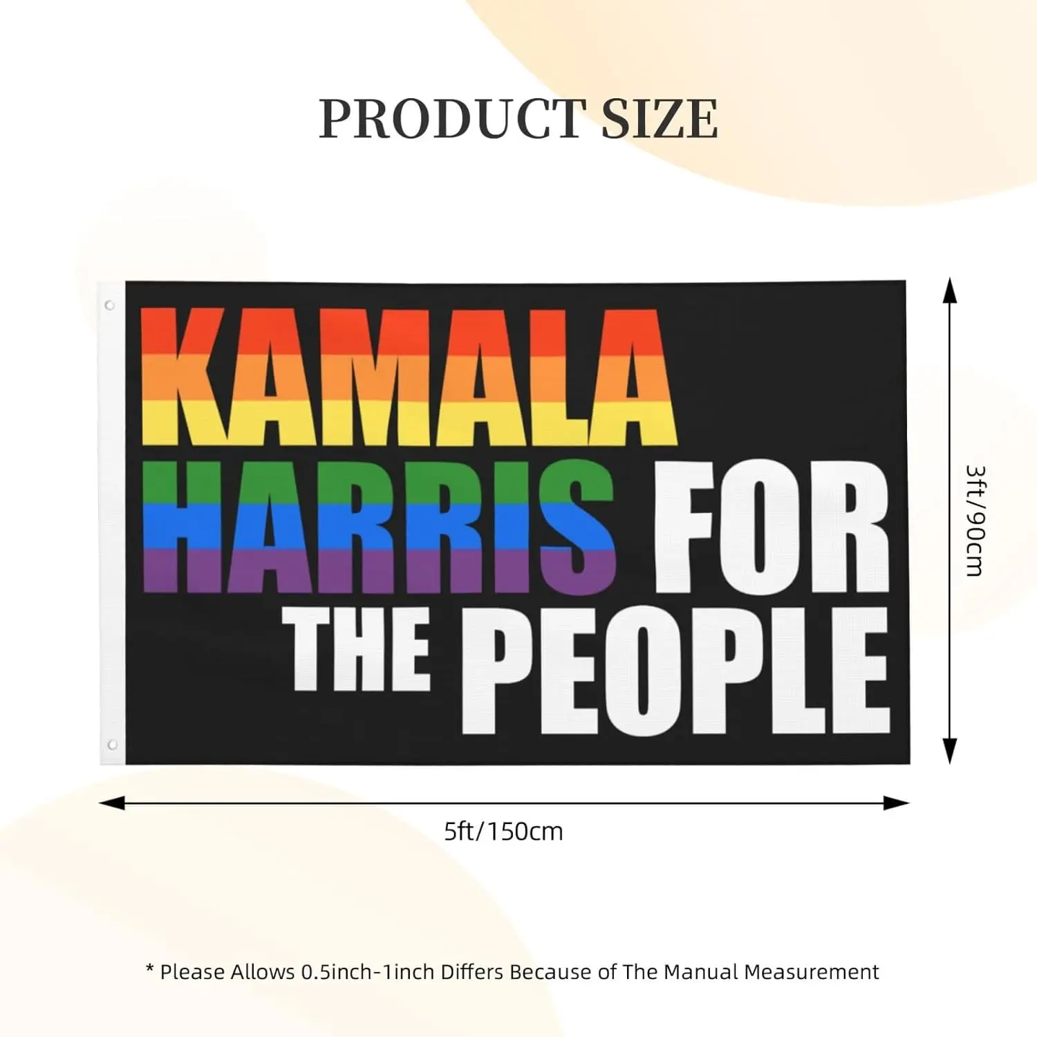 Flagnshow 100% Polyester Kamala Harris 2024 Lgbt Gay Pride Rainbow Flag