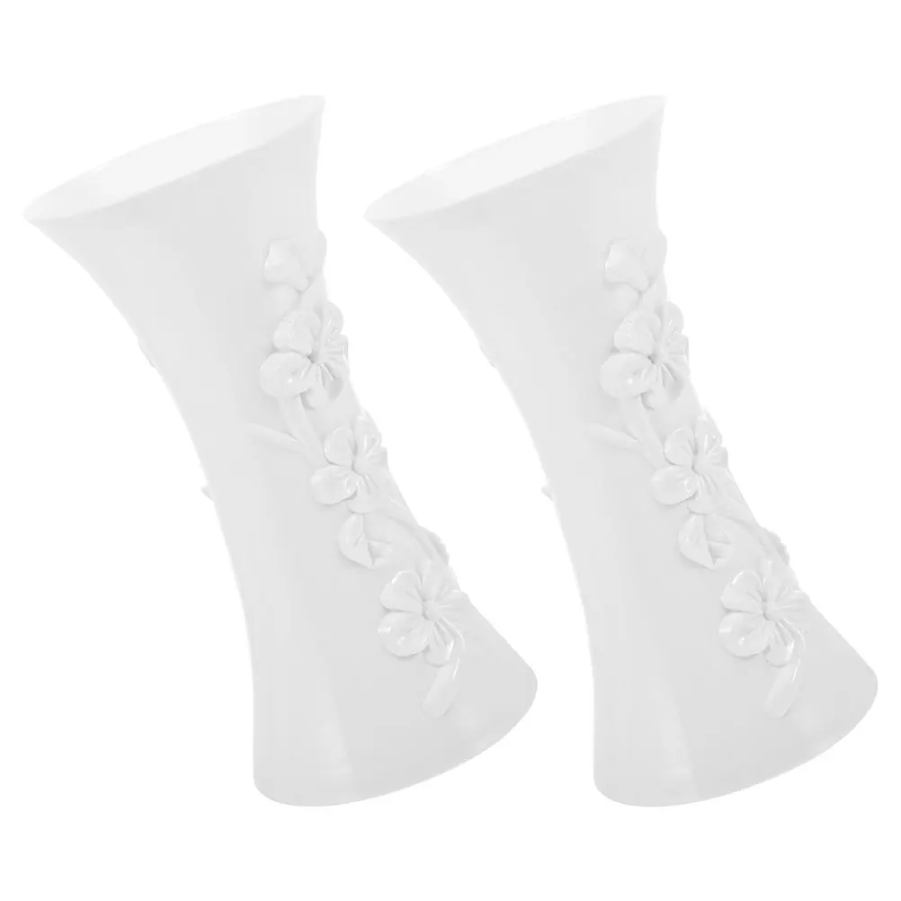 

2pcs 2 Plastic Vases for Flowers Plum Vase Ornaments White Lightweight Compact Home Office Decor Artificial Flowers Vase Planter