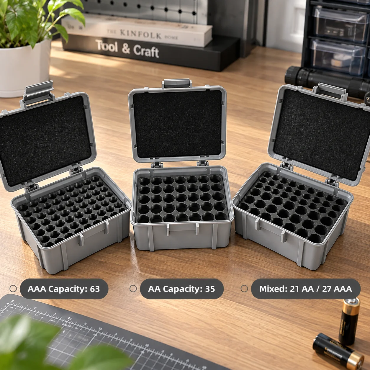 Gundam RX-78-2 AA AAA Battery Storage Box Portable Battery Organizer Case with Foam Insert Dustproof Waterproof Battery Holder