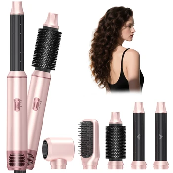 5-in-1 Hot Air Styler Hair Dryer Curling Iron Straightener Comb Volumizer Brush Negative…