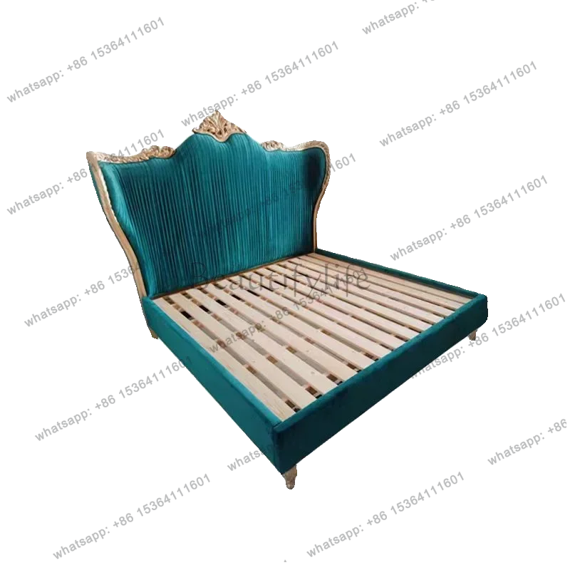 

Modern Light Luxury Bed European Solid Wood Fashionable Double Design Bed Confortable High Quality Bedroom Muebles Furniture