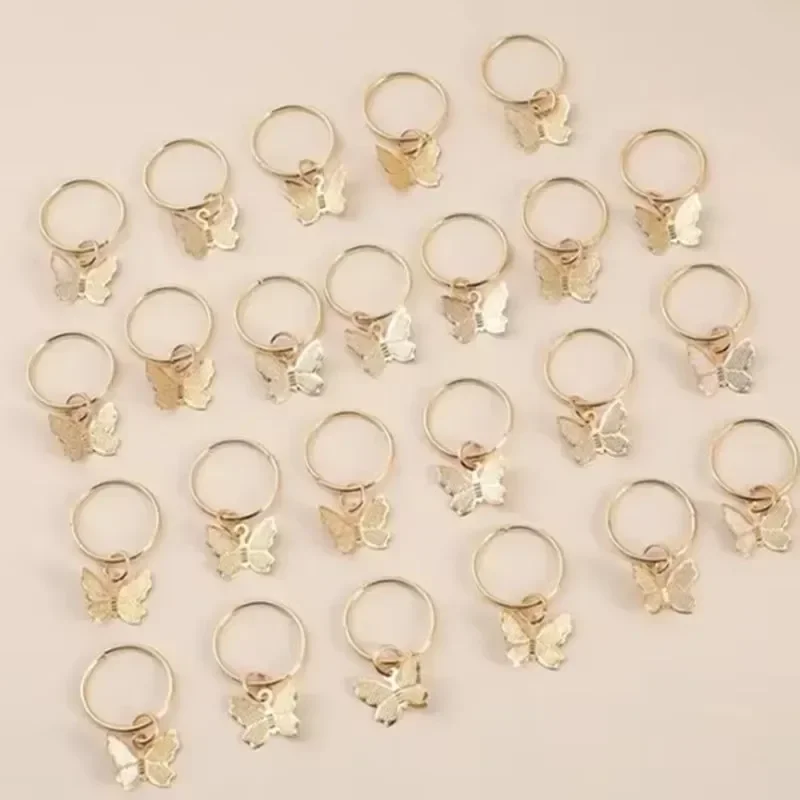 Butterfly Hollow Out Hair Ring DIY Hair Style Accessories for Braids Dread Locks Hair Braiding Metal Cuffs