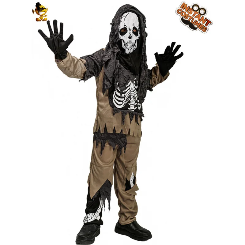 ชุดคอสเพลย์โครงกระดูกน่ากลัวสำหรับเด็กผู้ชาย ชุดแสดงบนเวที ชุดแฟนซีสำหรับงานปาร์ตี้