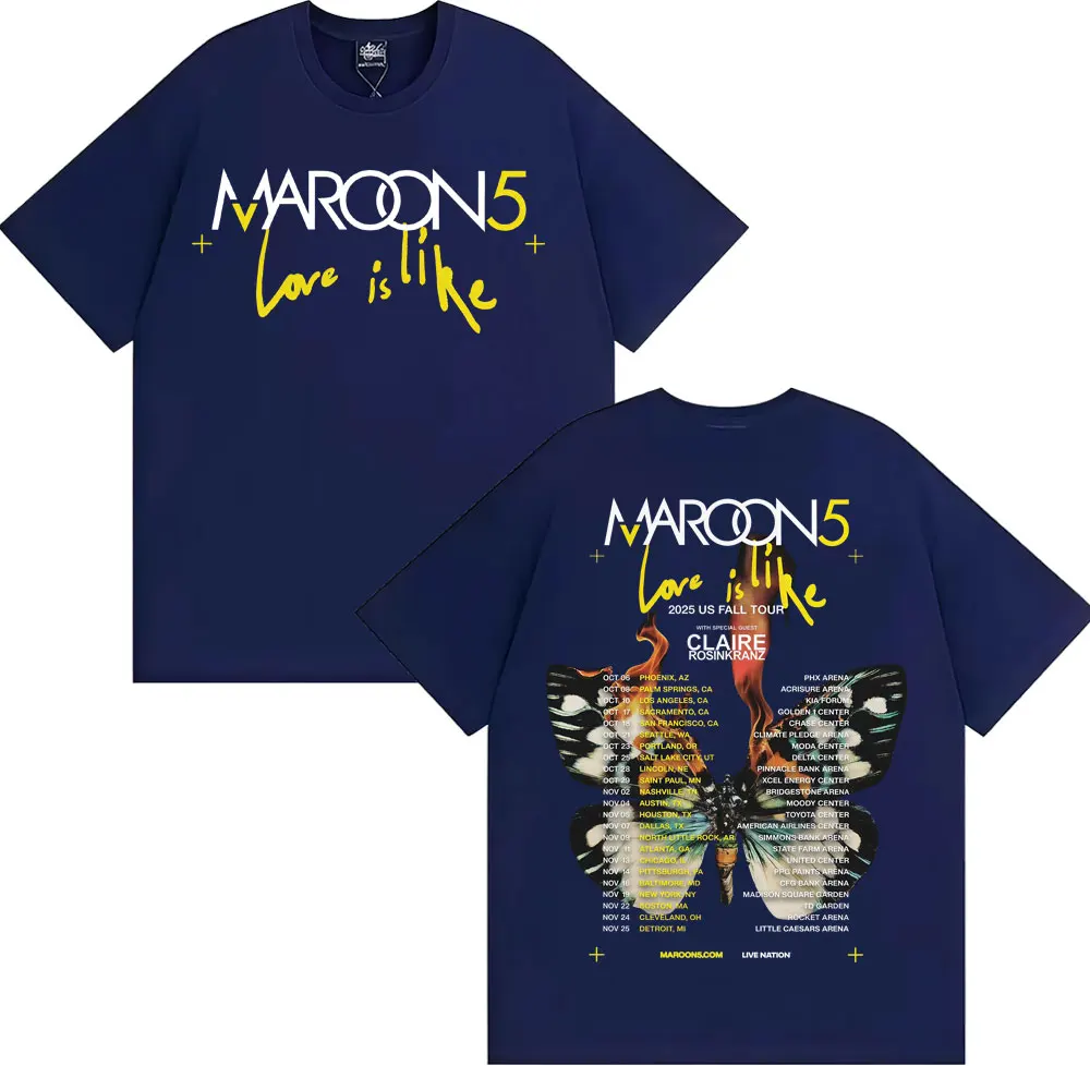 Band Maroon 5 Love Is Like US Fall Tour 2025 T Shirt Men Women
