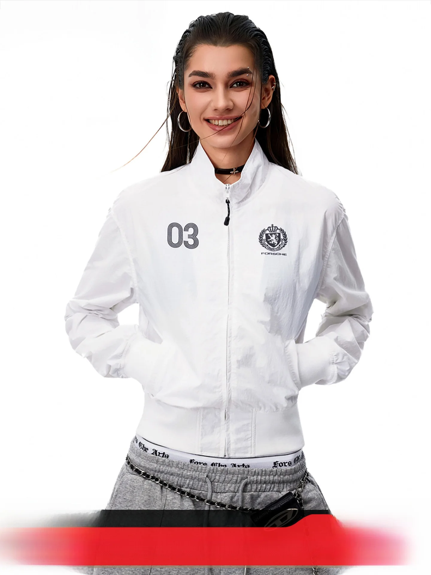 Outdoor Women's Slim Fit Short Sun Protection Jacket Thin Spring American Retro Sport White Top Casual Style Zipper Closure L...