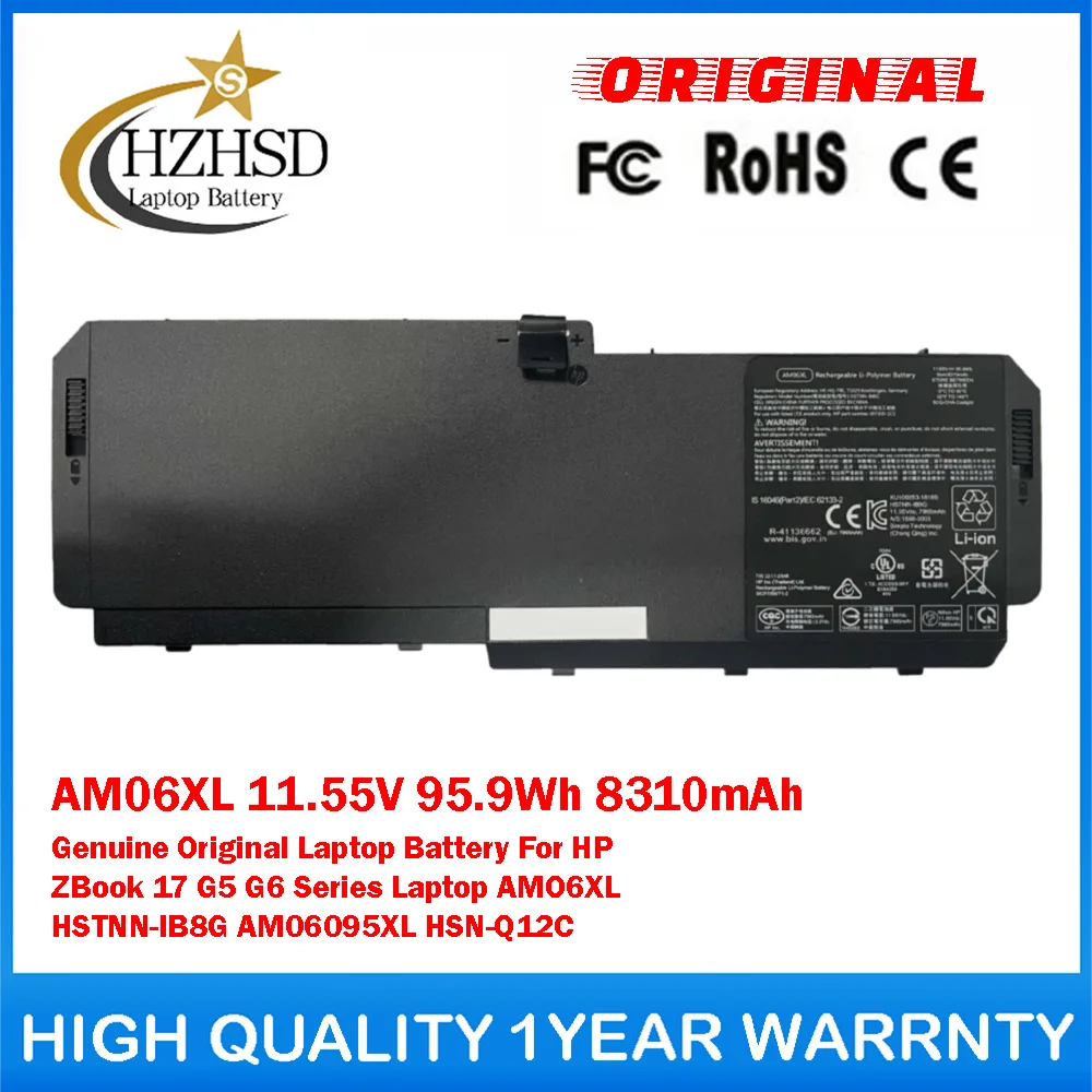 

AM06XL 11.55V 95.9Wh 8310mAh Genuine Original Laptop Battery For HP ZBook 17 G5 G6 Series AMO6XL HSTNN-IB8G AM06095XL HSN-Q12C