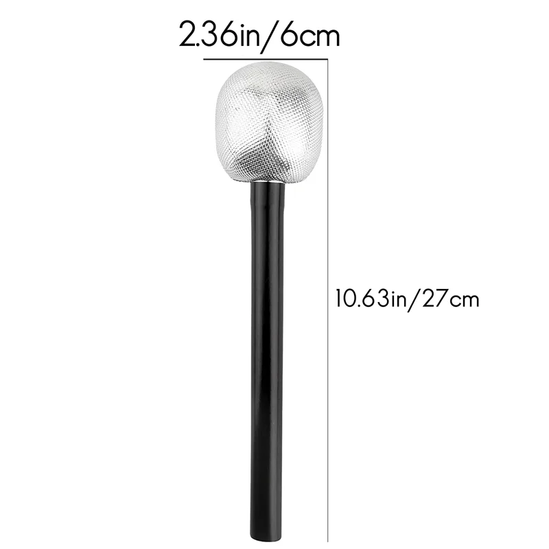 DELAM-15 แพ็คไมโครโฟน Stage Mic Silver Glitter ไมโครโฟนสําหรับ Cosplay Stage Play Rock Star Prop ธีมคาราโอเกะปาร์ตี้