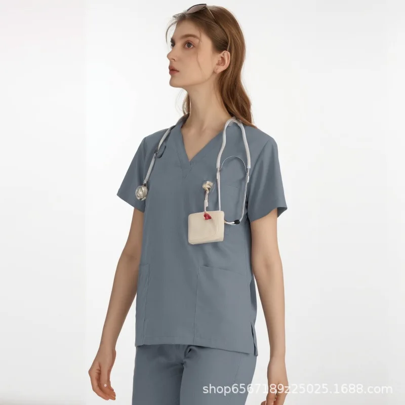 Free Custom Logo Operating Room Short-sleeved Wash Clothes Women's Top Work Clothes Nurse Clothes Doctor Brush Hand