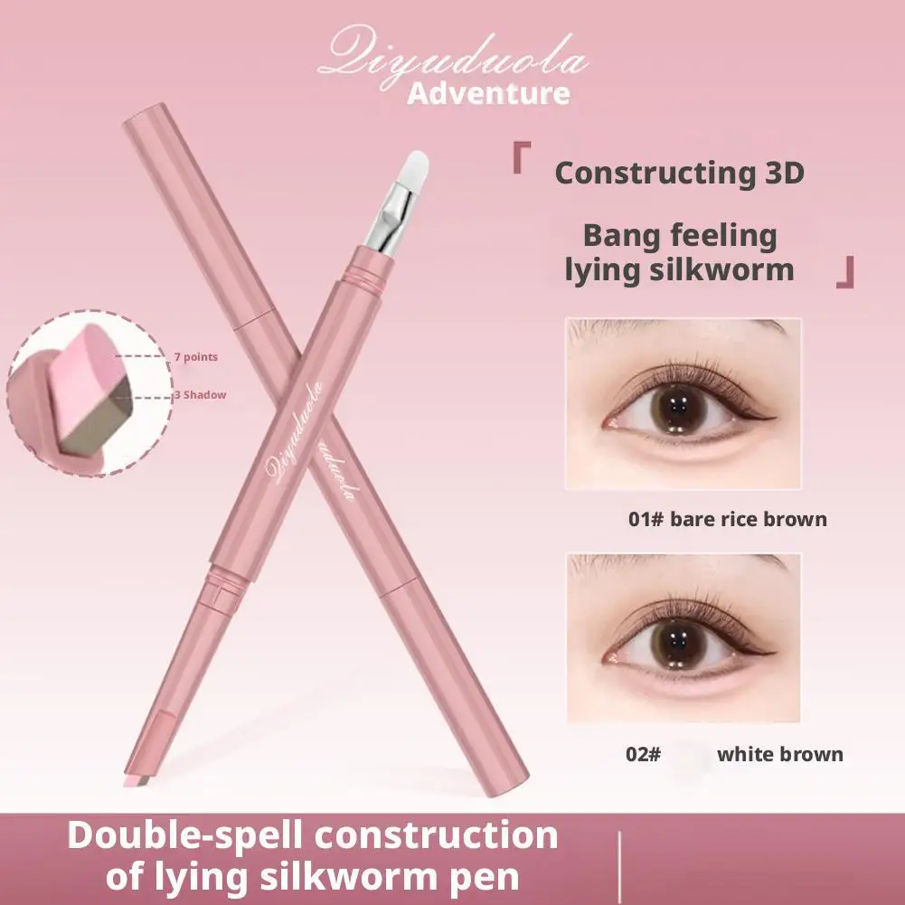 Double stylo ver à soie, façonnage d'un temps, résistant à l'eau, maquillage naturel longue durée, éclaircissant pour les yeux, résistant aux étourdies, B W6R6