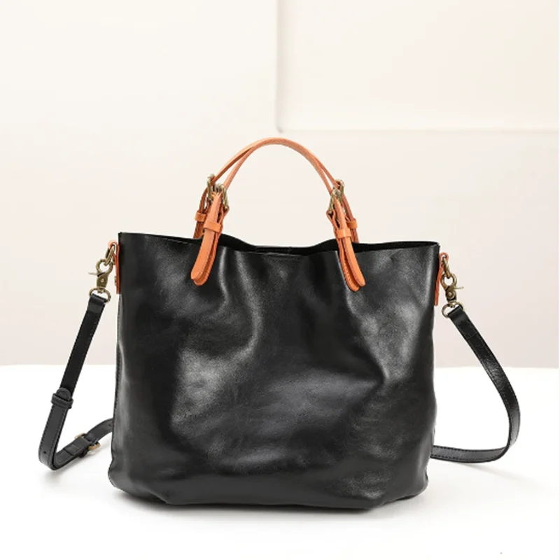 

Women Genuine Leather Handbags Luxury Single Shoulder Bags for Ladies First Layer Cowhide Women Bags Fashion Casual Tote