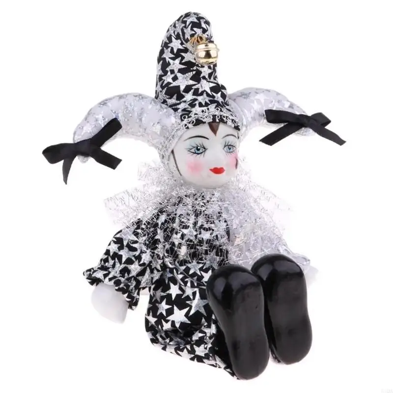 

54DA Artistic Tearful Clown Doll Porcelain Statue Sculpture Collectible Figurine Doll For Emotion Comfort Gift for Collector