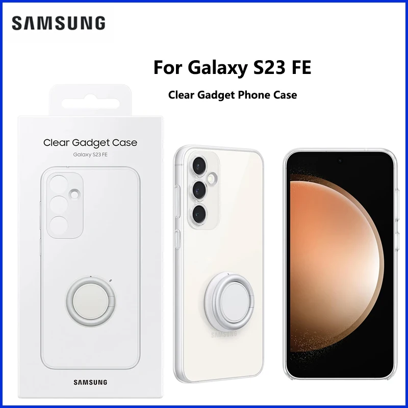 Original For Samsung Galaxy S23 FE Clear Gadget Phone Case Protective Cover with Gri Kickstand Accessories EF-XS711