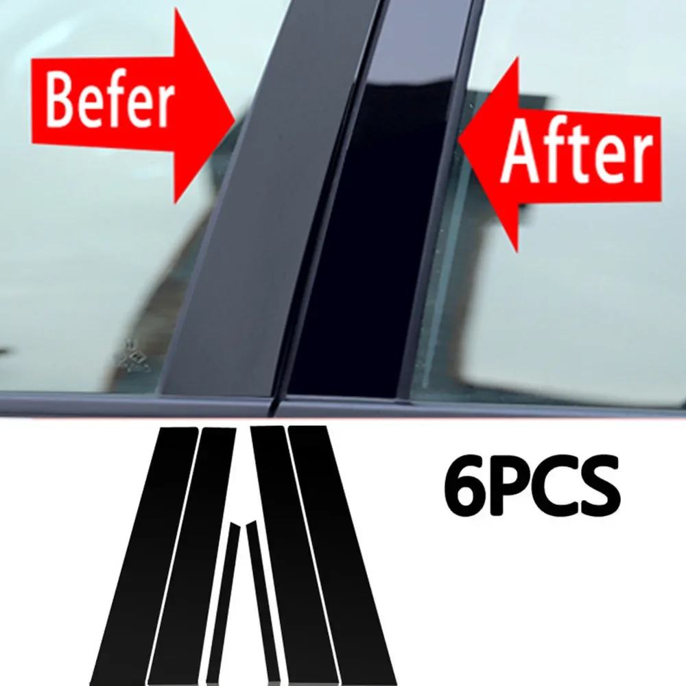 6PCS Fit For Honda Civic Sedan 2006 2007 2008 2009 2010 2011 Mirror Effect Window Pillar Posts Cover Trim Car Accessories