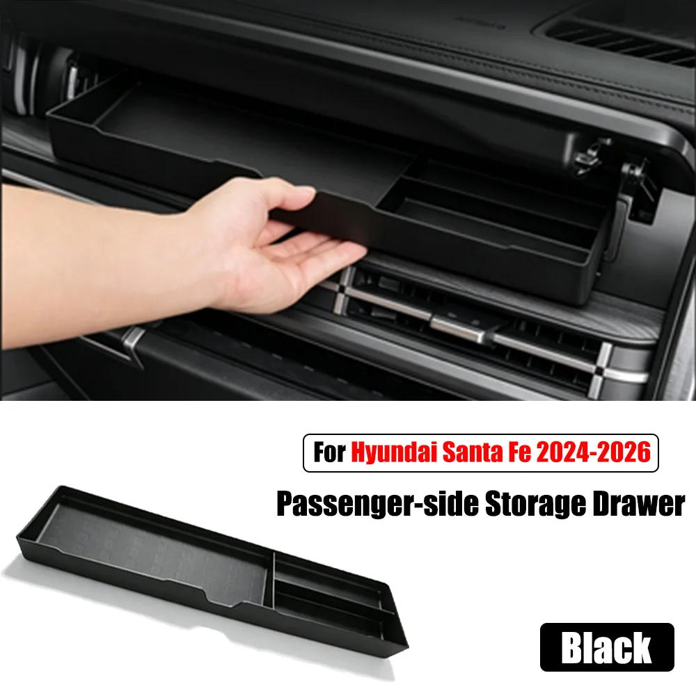 Upper Glove Box Organizer Insert Tray For Hyundai Santa Fe 2024‑2026 Passenger Side Storage Drawer Interior Black Accessories