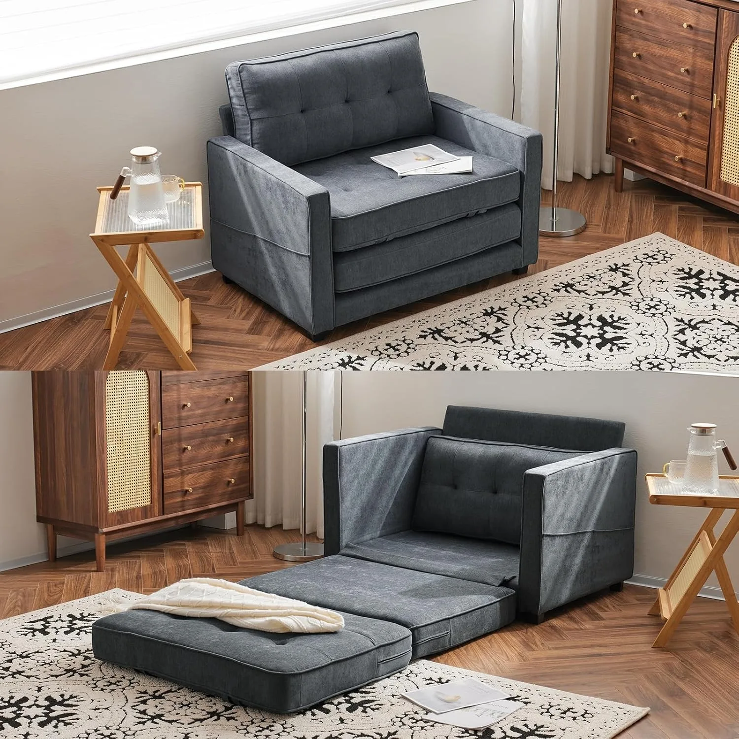 Convertible Sleeper Chair Bed Folding Sofa Bed Couches for Living Room Single Futon Chair Couch Bed 43