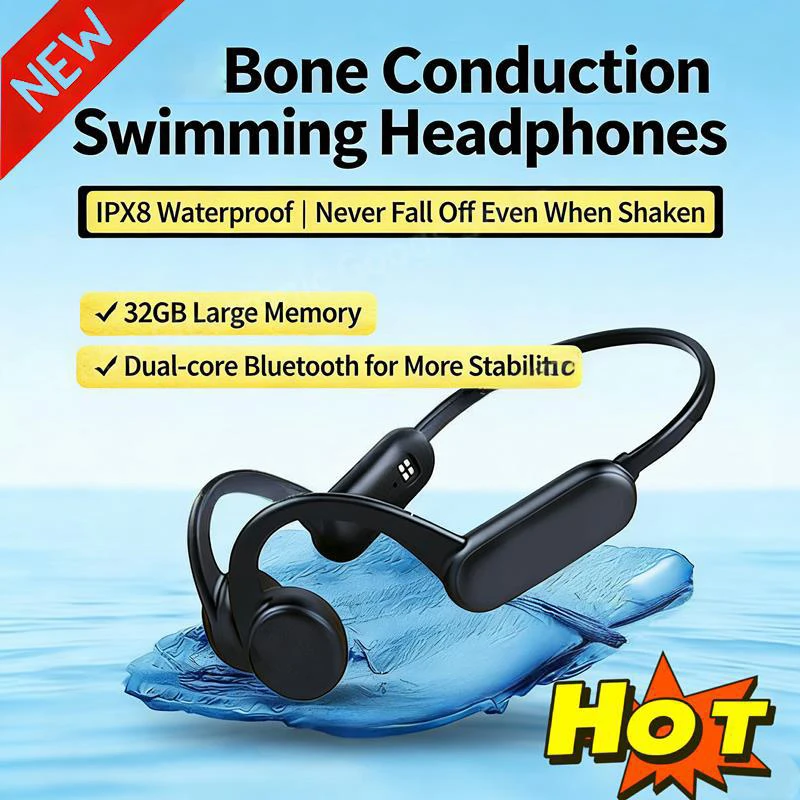 NEW Wireless Bone Conduction Headphones Bluetooth Earphone Sport Swimming Bluetooth Compatible Headphone Hand-free With Mic 2026 — product photo 1 of 1